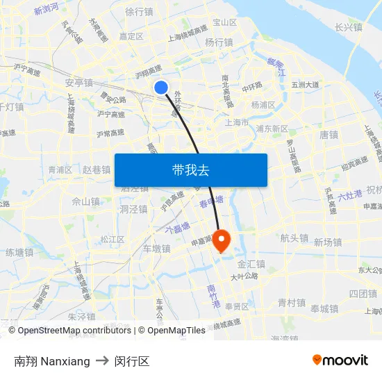 南翔 Nanxiang to 闵行区 map