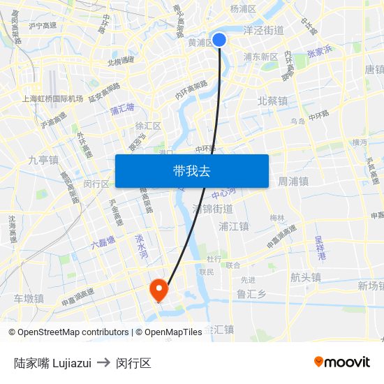 陆家嘴 Lujiazui to 闵行区 map