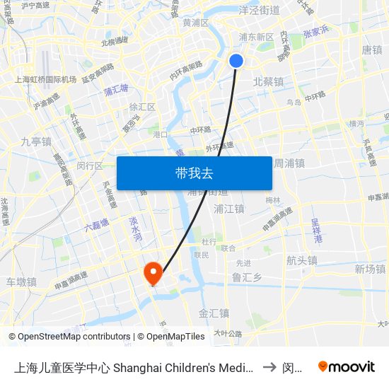 上海儿童医学中心 Shanghai Children's Medical Center to 闵行区 map