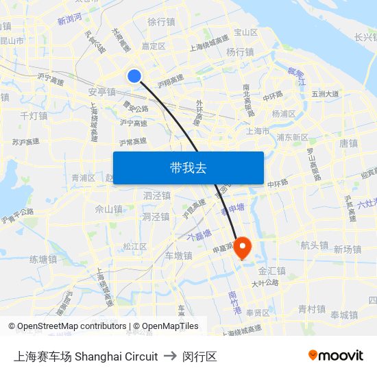 上海赛车场 Shanghai Circuit to 闵行区 map