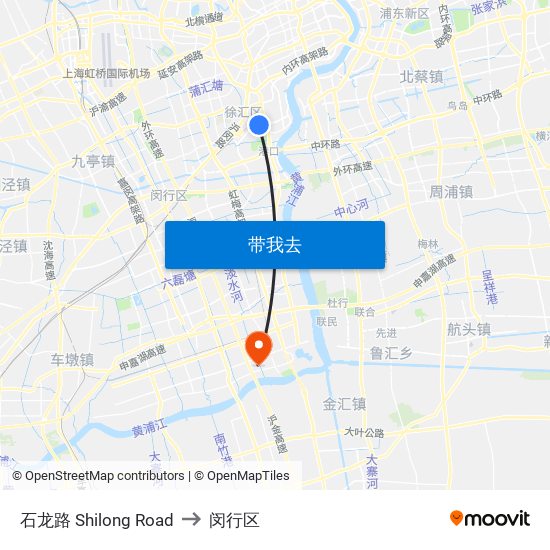 石龙路 Shilong Road to 闵行区 map