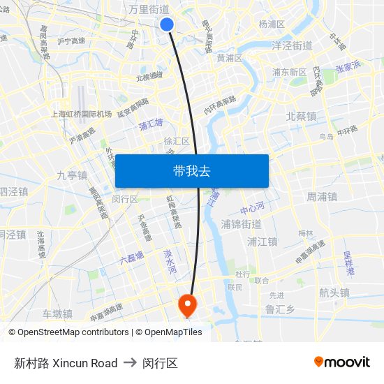 新村路 Xincun Road to 闵行区 map