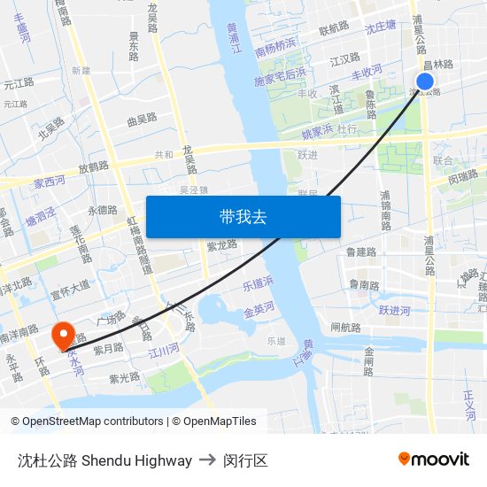 沈杜公路 Shendu Highway to 闵行区 map