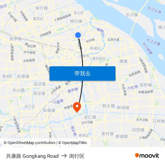 共康路 Gongkang Road to 闵行区 map