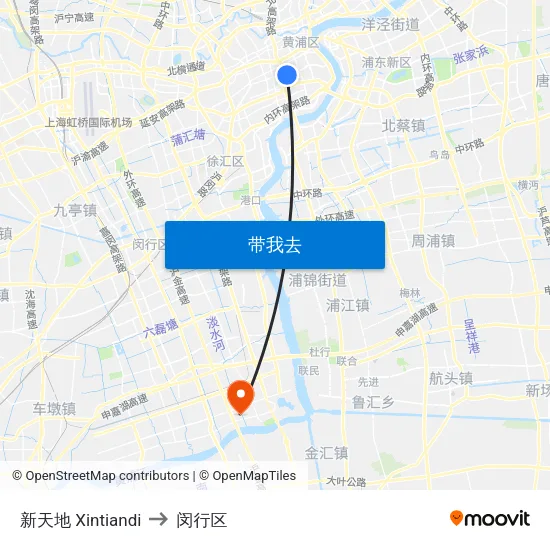 新天地 Xintiandi to 闵行区 map