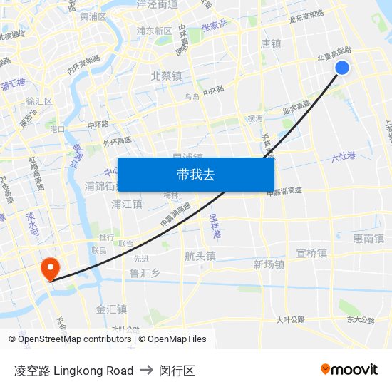 凌空路 Lingkong Road to 闵行区 map