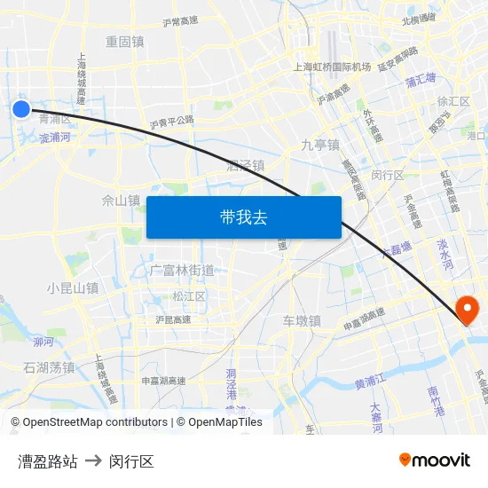 漕盈路站 to 闵行区 map