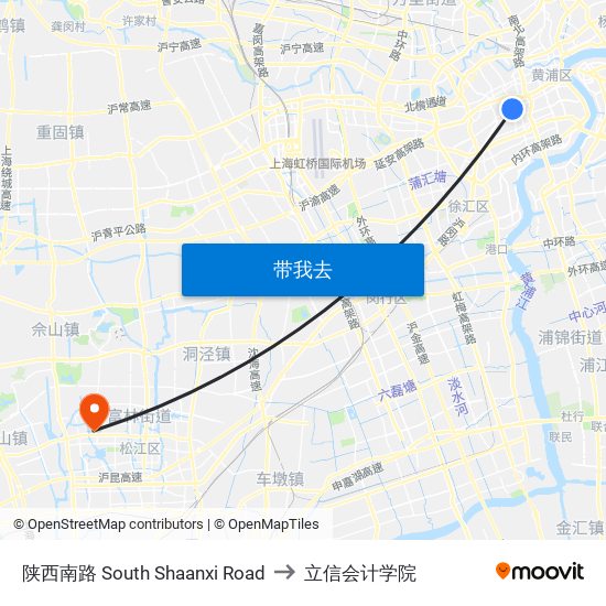 陕西南路 South Shaanxi Road to 立信会计学院 map