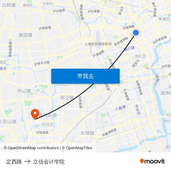 定西路 to 立信会计学院 map