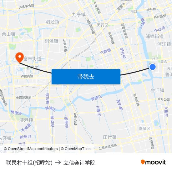 联民村十组(招呼站) to 立信会计学院 map