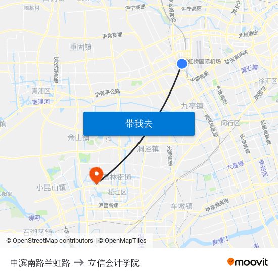 申滨南路兰虹路 to 立信会计学院 map