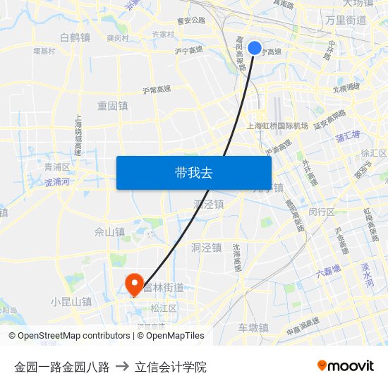 金园一路金园八路 to 立信会计学院 map