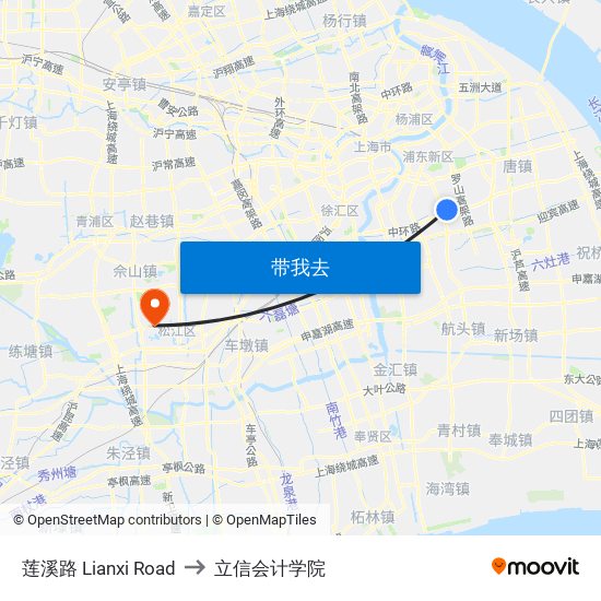 莲溪路 Lianxi Road to 立信会计学院 map