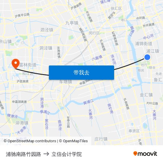 浦驰南路竹园路 to 立信会计学院 map