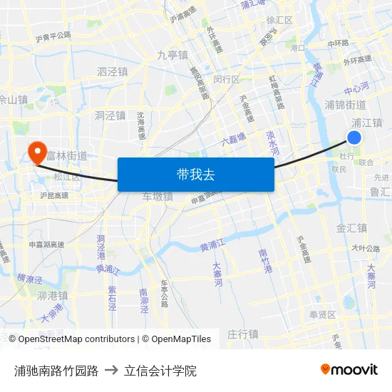 浦驰南路竹园路 to 立信会计学院 map