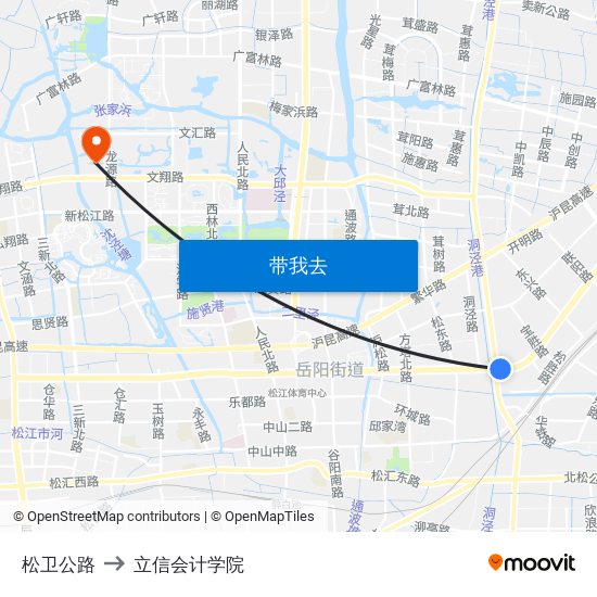 松卫公路 to 立信会计学院 map