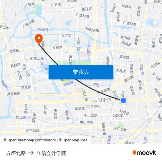 方塔北路 to 立信会计学院 map