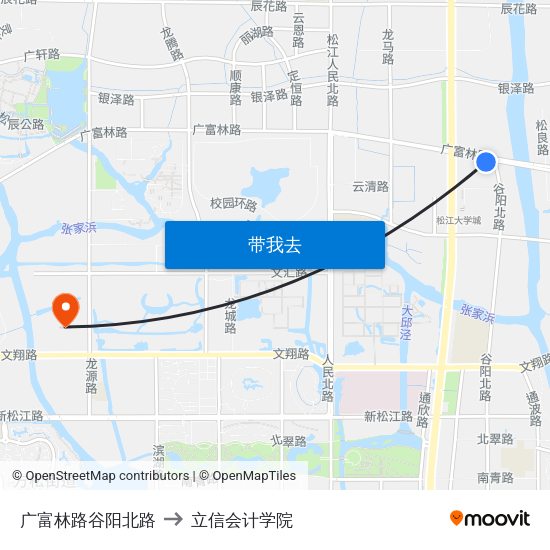 广富林路谷阳北路 to 立信会计学院 map