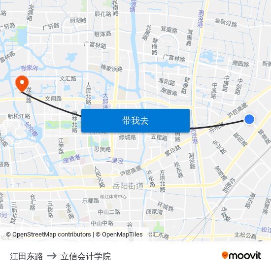 江田东路 to 立信会计学院 map