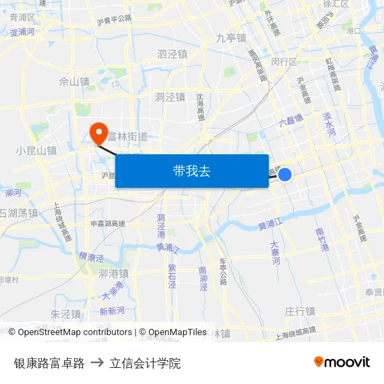 银康路富卓路 to 立信会计学院 map