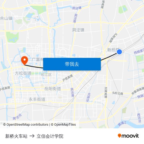 新桥火车站 to 立信会计学院 map