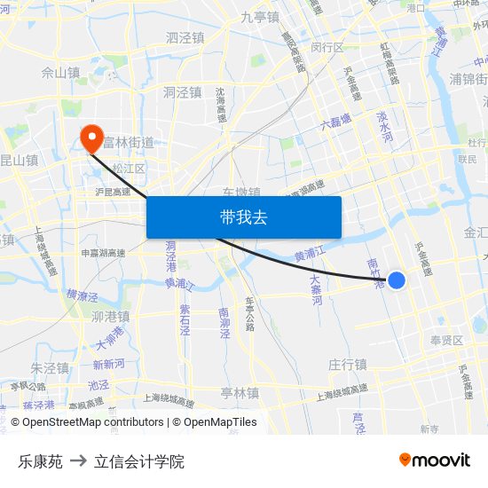 乐康苑 to 立信会计学院 map