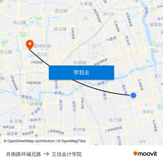 肖南路环城北路 to 立信会计学院 map