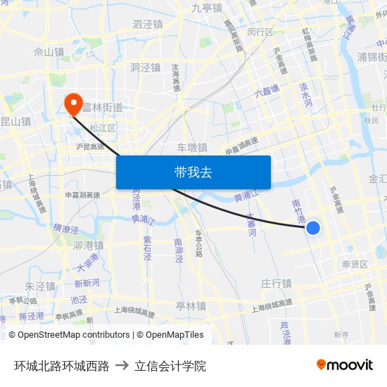 环城北路环城西路 to 立信会计学院 map