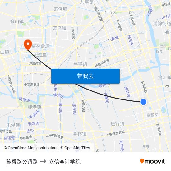 陈桥路公谊路 to 立信会计学院 map