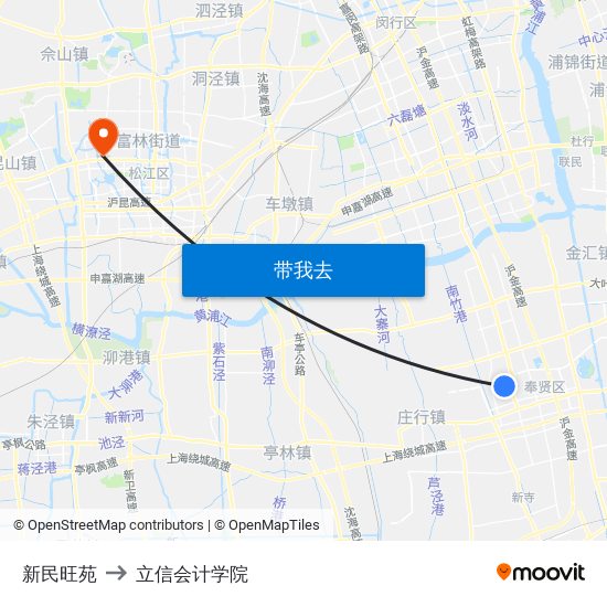 新民旺苑 to 立信会计学院 map