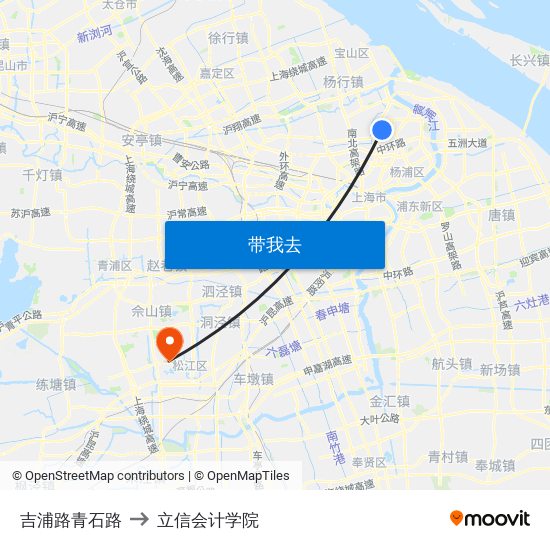 吉浦路青石路 to 立信会计学院 map