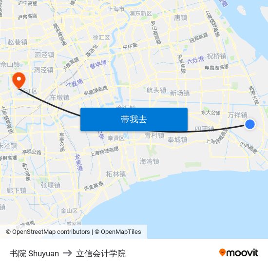 书院 Shuyuan to 立信会计学院 map