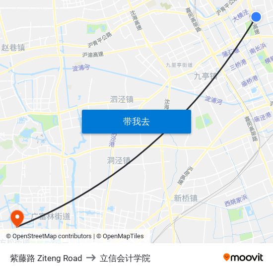 紫藤路 Ziteng Road to 立信会计学院 map