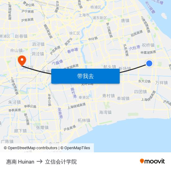 惠南 Huinan to 立信会计学院 map