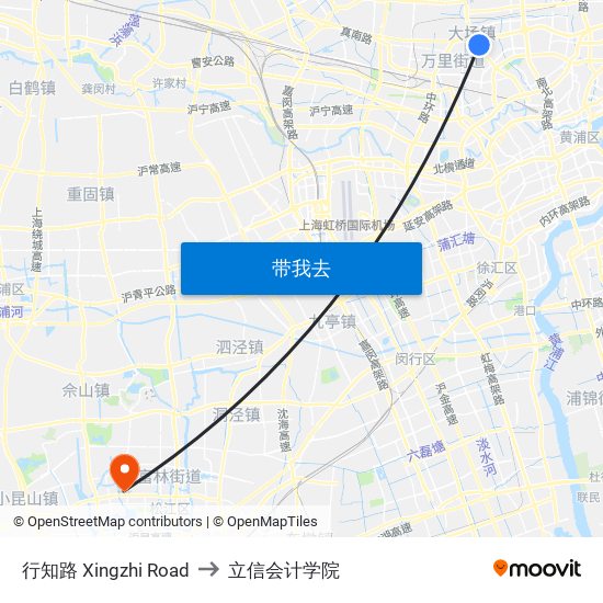 行知路 Xingzhi Road to 立信会计学院 map