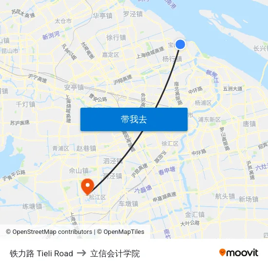 铁力路 Tieli Road to 立信会计学院 map