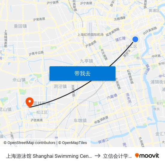 上海游泳馆 Shanghai Swimming Center to 立信会计学院 map