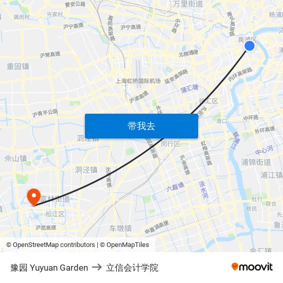 豫园 Yuyuan Garden to 立信会计学院 map