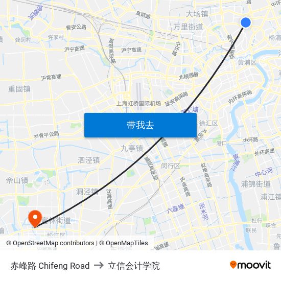 赤峰路 Chifeng Road to 立信会计学院 map