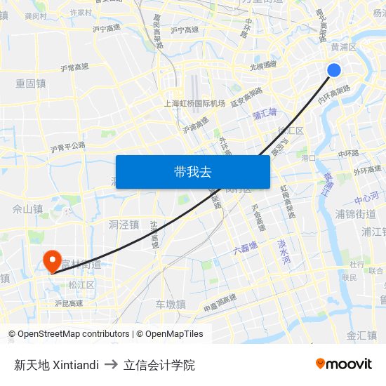 新天地 Xintiandi to 立信会计学院 map