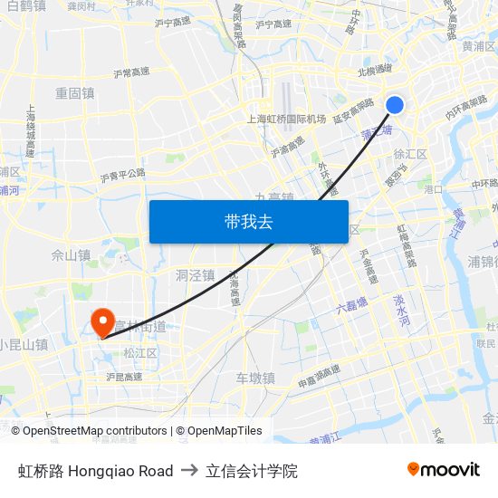 虹桥路 Hongqiao Road to 立信会计学院 map