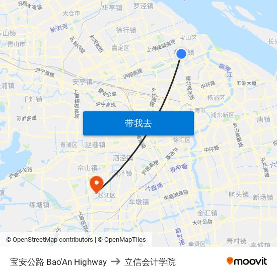 宝安公路 Bao'An Highway to 立信会计学院 map