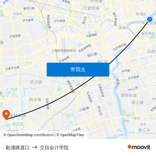 歇浦路渡口 to 立信会计学院 map