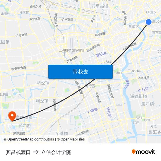 其昌栈渡口 to 立信会计学院 map