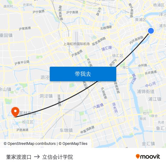 董家渡渡口 to 立信会计学院 map