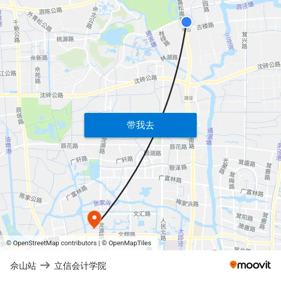 佘山站 to 立信会计学院 map