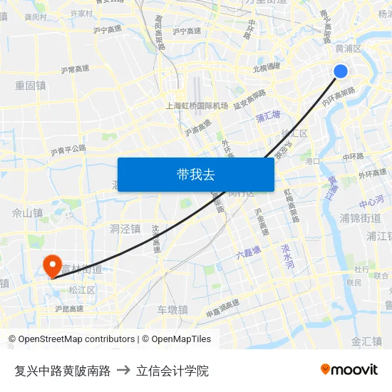 复兴中路黄陂南路 to 立信会计学院 map
