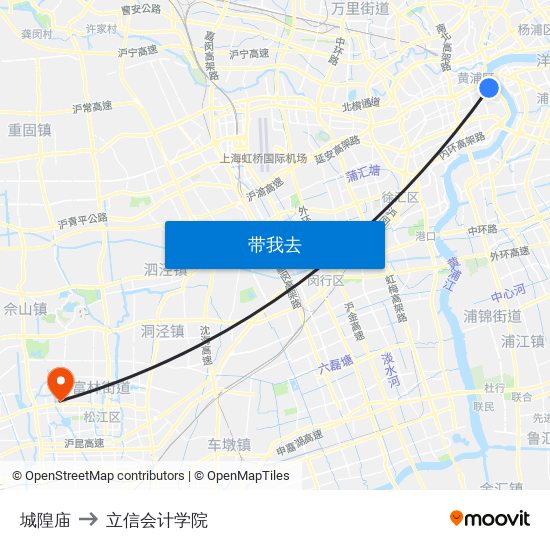 城隍庙 to 立信会计学院 map