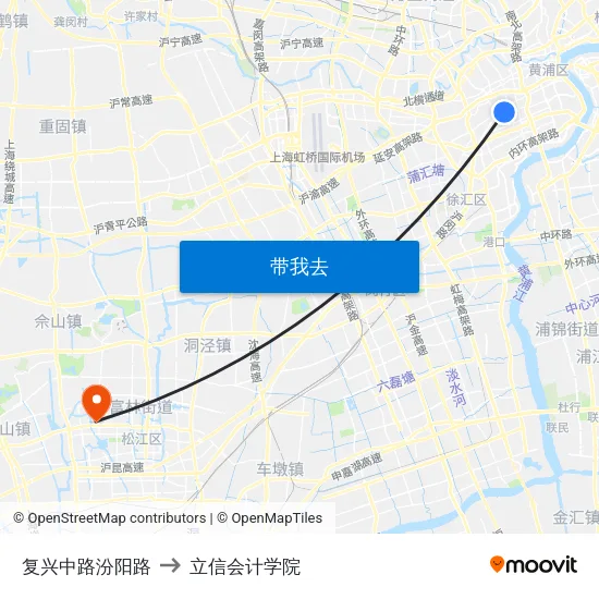 复兴中路汾阳路 to 立信会计学院 map