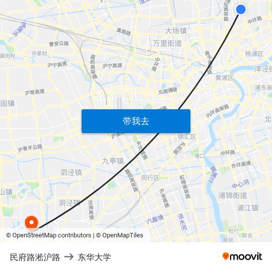 民府路淞沪路 to 东华大学 map